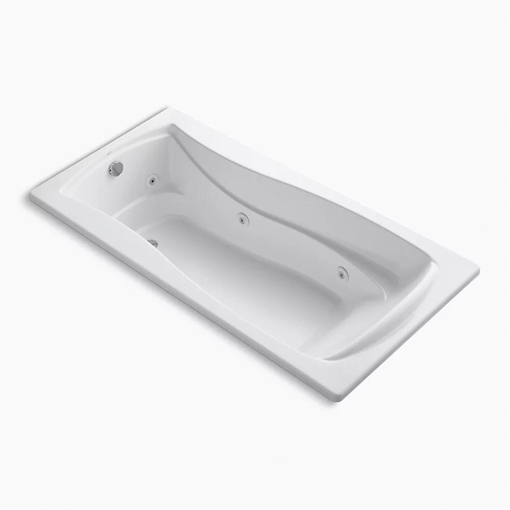 Kohler® Mariposa® K-1257-96 Bathtub, Airjet, Whirlpool Bath Therapy, Rectangular, 72 in L, 36 in W, Biscuit thumbnail 2