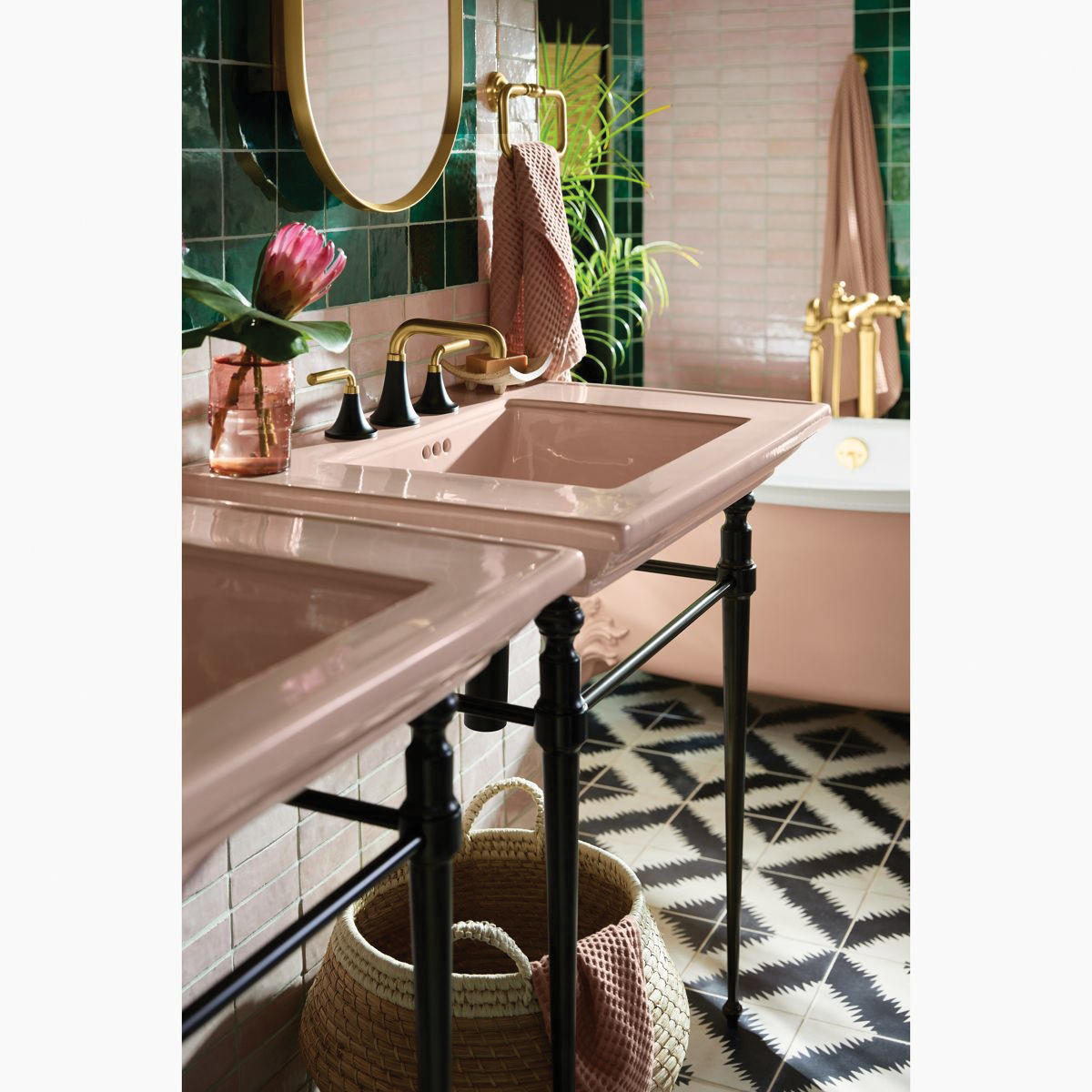 Kohler® Memoirs® Stately K-2269-8-7 Bathroom Sink Basin With Overflow, Rectangular, 3-Hole, Fireclay, Black thumbnail 2