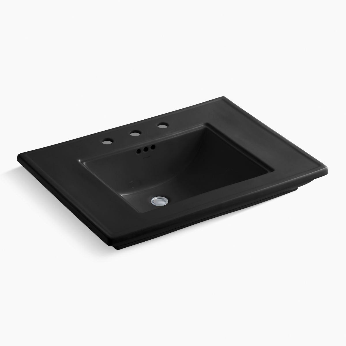 Kohler® Memoirs® Stately K-2269-8-7 Bathroom Sink Basin With Overflow, Rectangular, 3-Hole, Fireclay, Black thumbnail 3