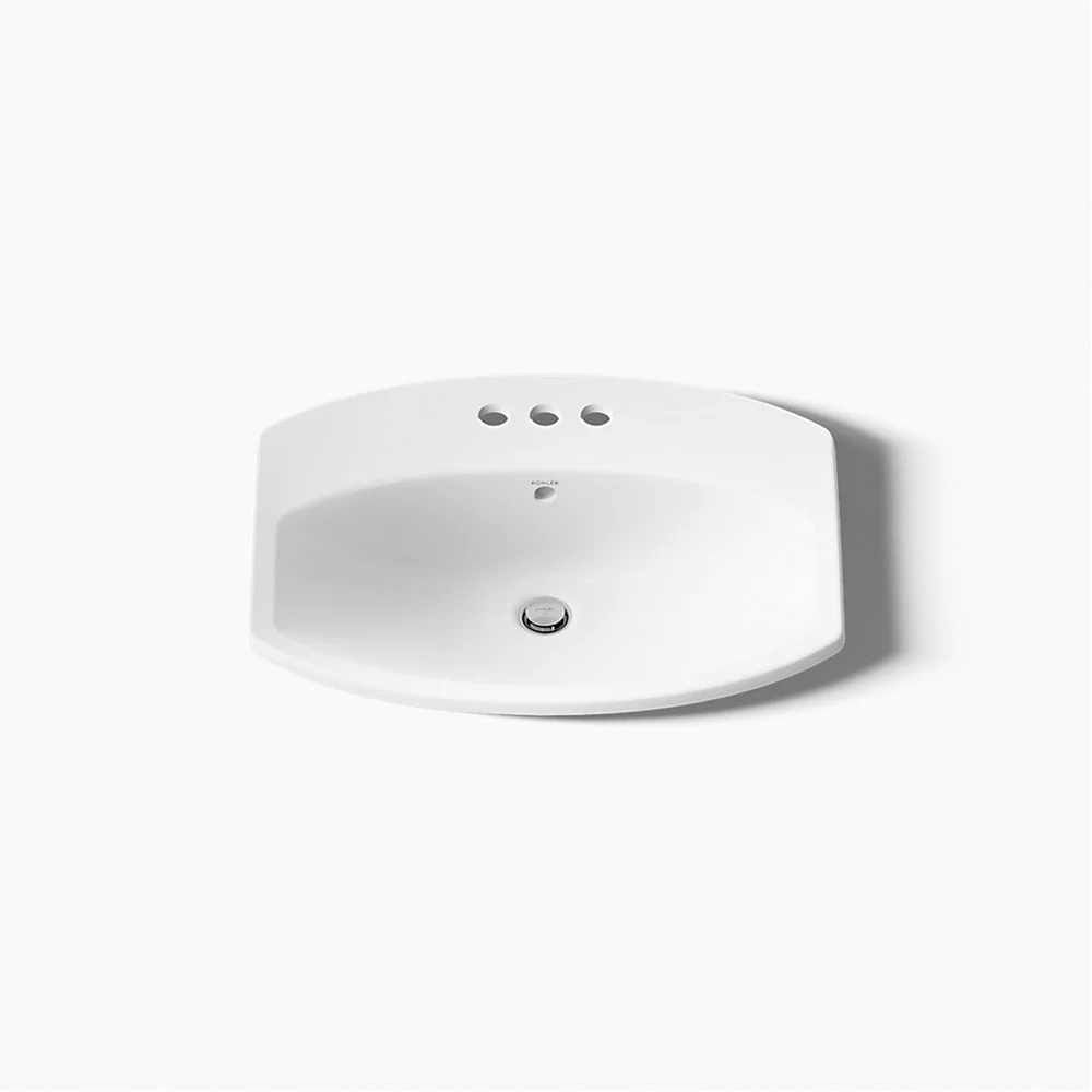 Kohler® Cimarron® K-2351-4-0 Bathroom Sink, Rectangular, 3-Hole, Vitreous China, White thumbnail 2