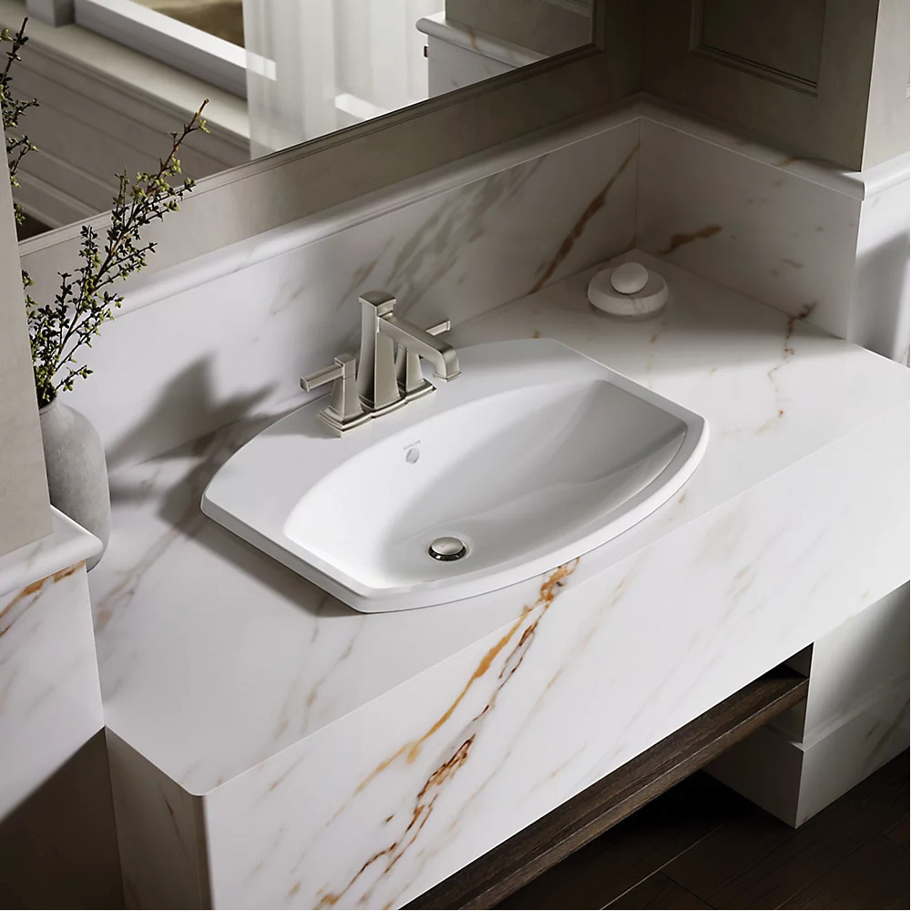 Kohler® Cimarron® K-2351-4-0 Bathroom Sink, Rectangular, 3-Hole, Vitreous China, White thumbnail 3
