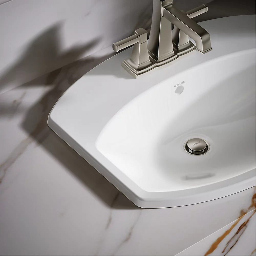Kohler® Cimarron® K-2351-4-0 Bathroom Sink, Rectangular, 3-Hole, Vitreous China, White thumbnail 4
