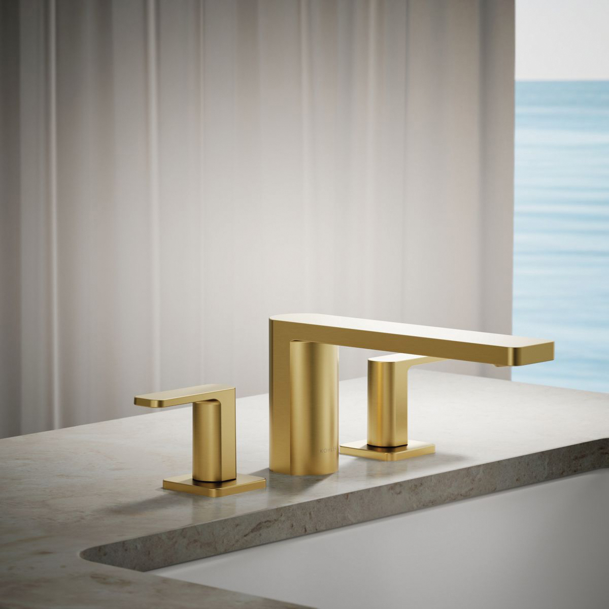 Kohler® Parallel® K-27121-4-2MB Bathroom Sink Faucet, 2-Handle, Deck, Vibrant® Brushed Moderne Brass thumbnail 2