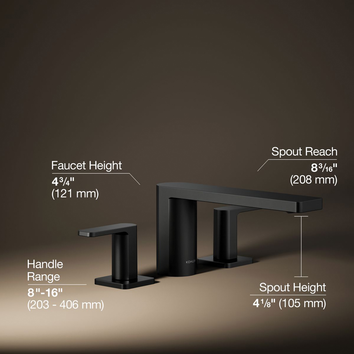 Kohler® Parallel® K-27121-4-BL Bathroom Sink Faucet, 2-Handle, Deck, Matte Black