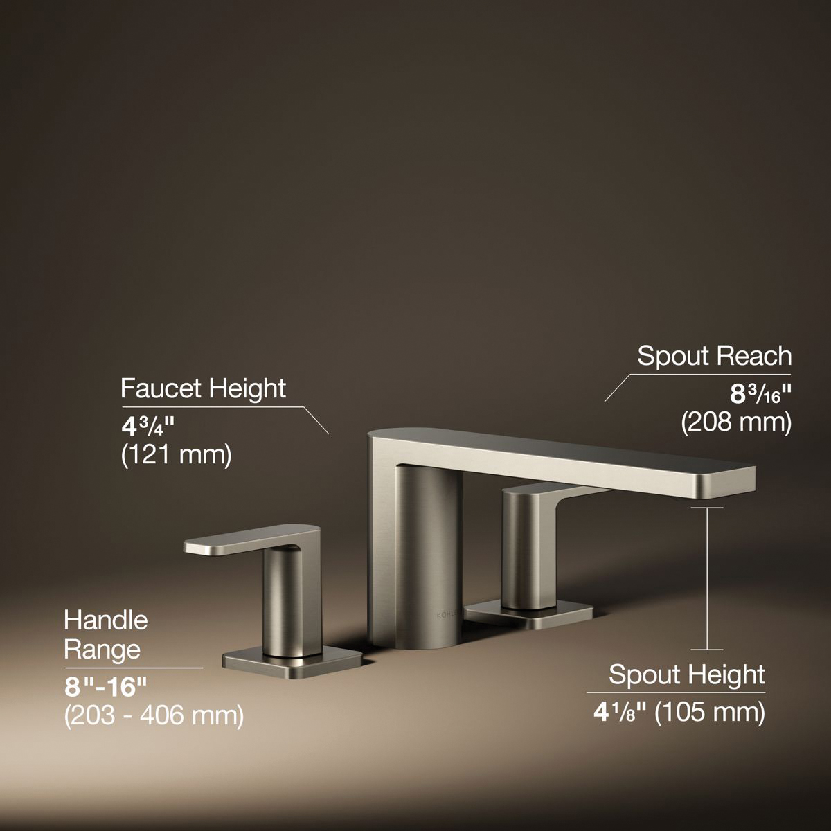 Kohler® Parallel® K-27121-4-BN Bathroom Sink Faucet, 2-Handle, Deck, Vibrant® Brushed Nickel thumbnail 2