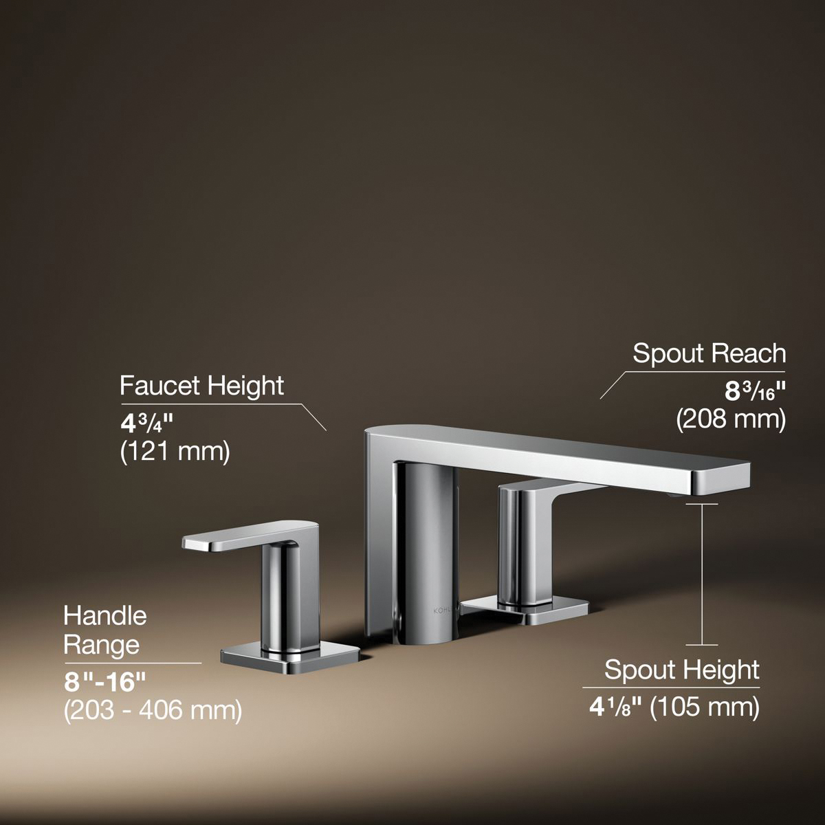 Kohler® Parallel® K-27121-4-CP Bathroom Sink Faucet, 2-Handle, Deck, Polished Chrome