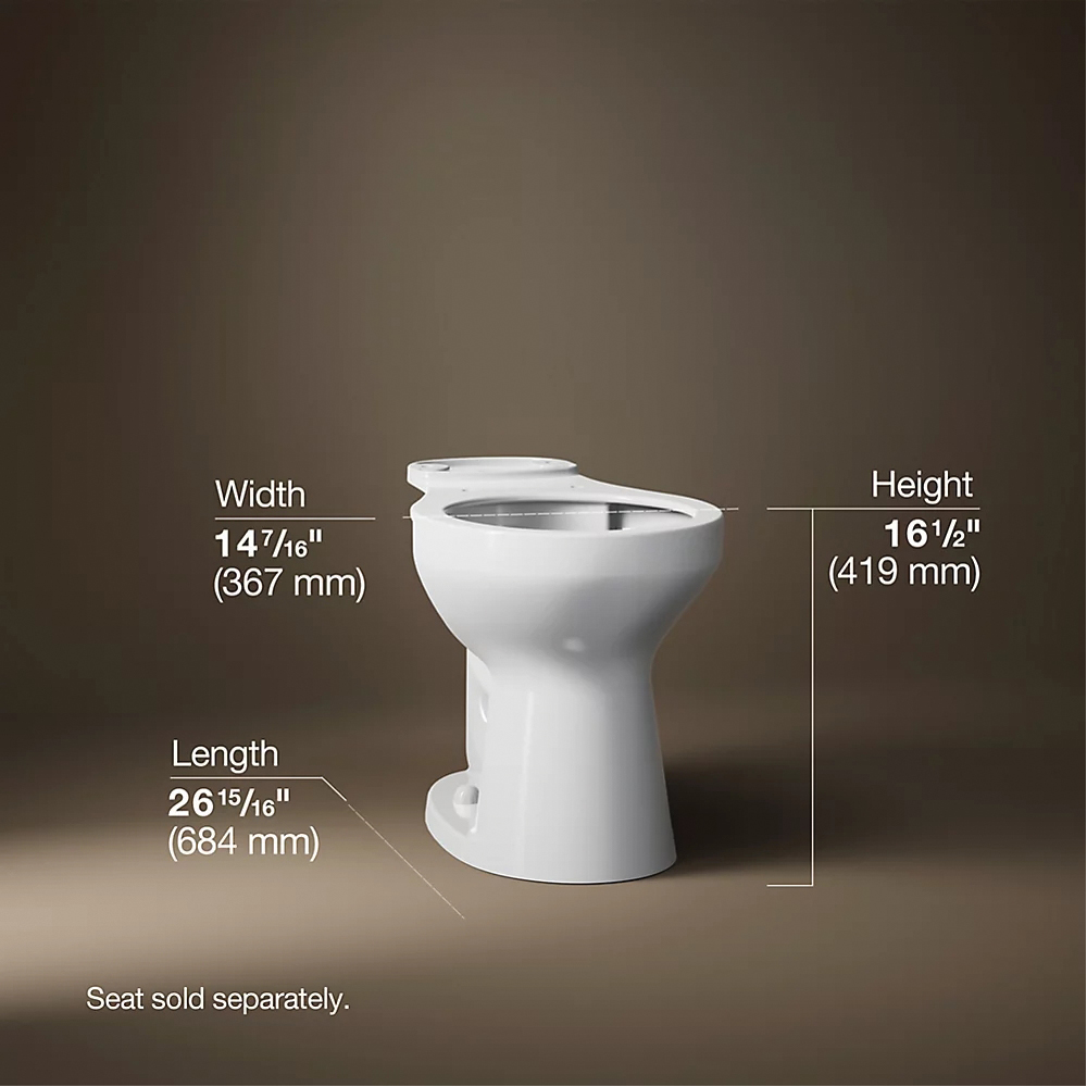 Kohler® Cimarron® K-31589-0 Toilet Bowl, Round, 1.28 gpf Flush Rate, 12 in Rough-In, Floor Mounting, Vitreous China