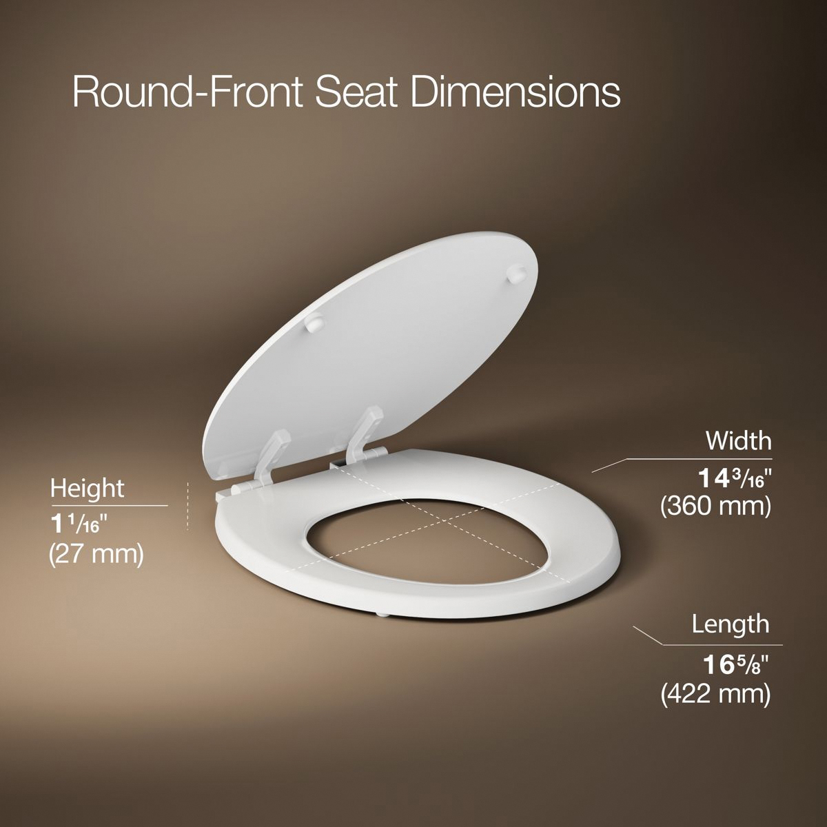 Kohler® Stonewood® K-4648-0 Toilet Seat, Round, Wood, White, 16-5/8 in L x 14-3/16 in W x 1-1/16 in H thumbnail 4