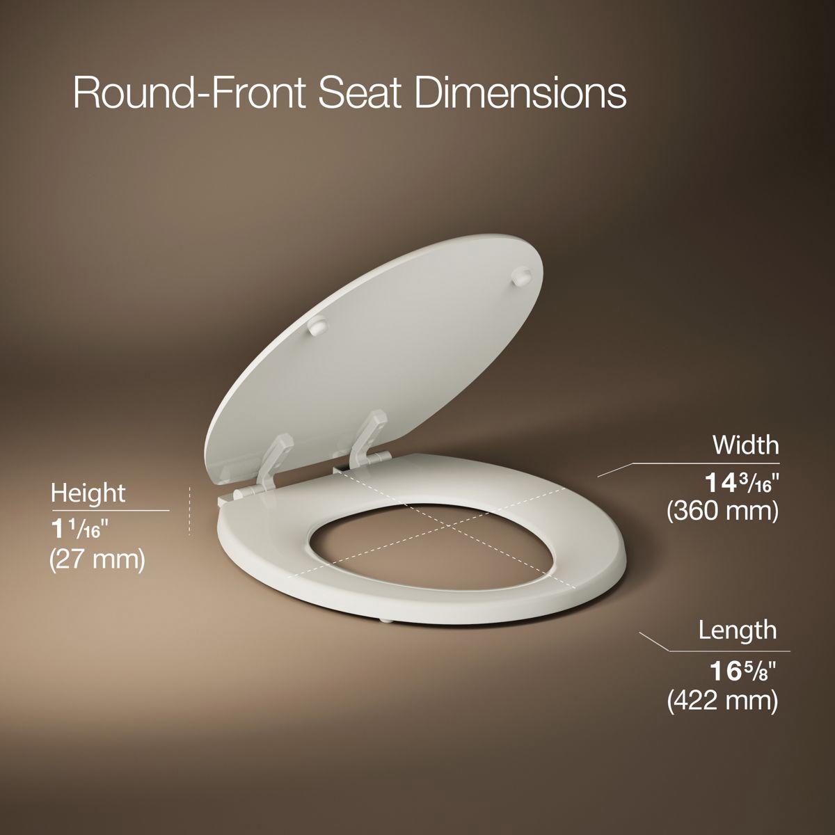 Kohler® Stonewood® K-4648-47 Toilet Seat, Round, Wood, Almond, 16-5/8 in L x 14-3/16 in W x 1-1/16 in H