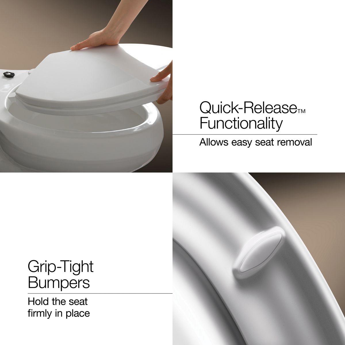 Kohler® Brevia™ K-4775-96 Toilet Seat, Round, Plastic, Biscuit, 16-5/8 in L x 14-3/16 in W x 7/8 in H thumbnail 4