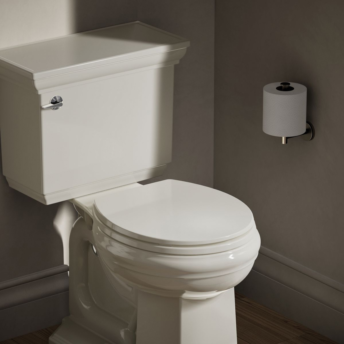 Kohler® Brevia™ K-4775-47 Toilet Seat, Round, Plastic, Almond, 16-5/8 in L x 14-3/16 in W x 7/8 in H