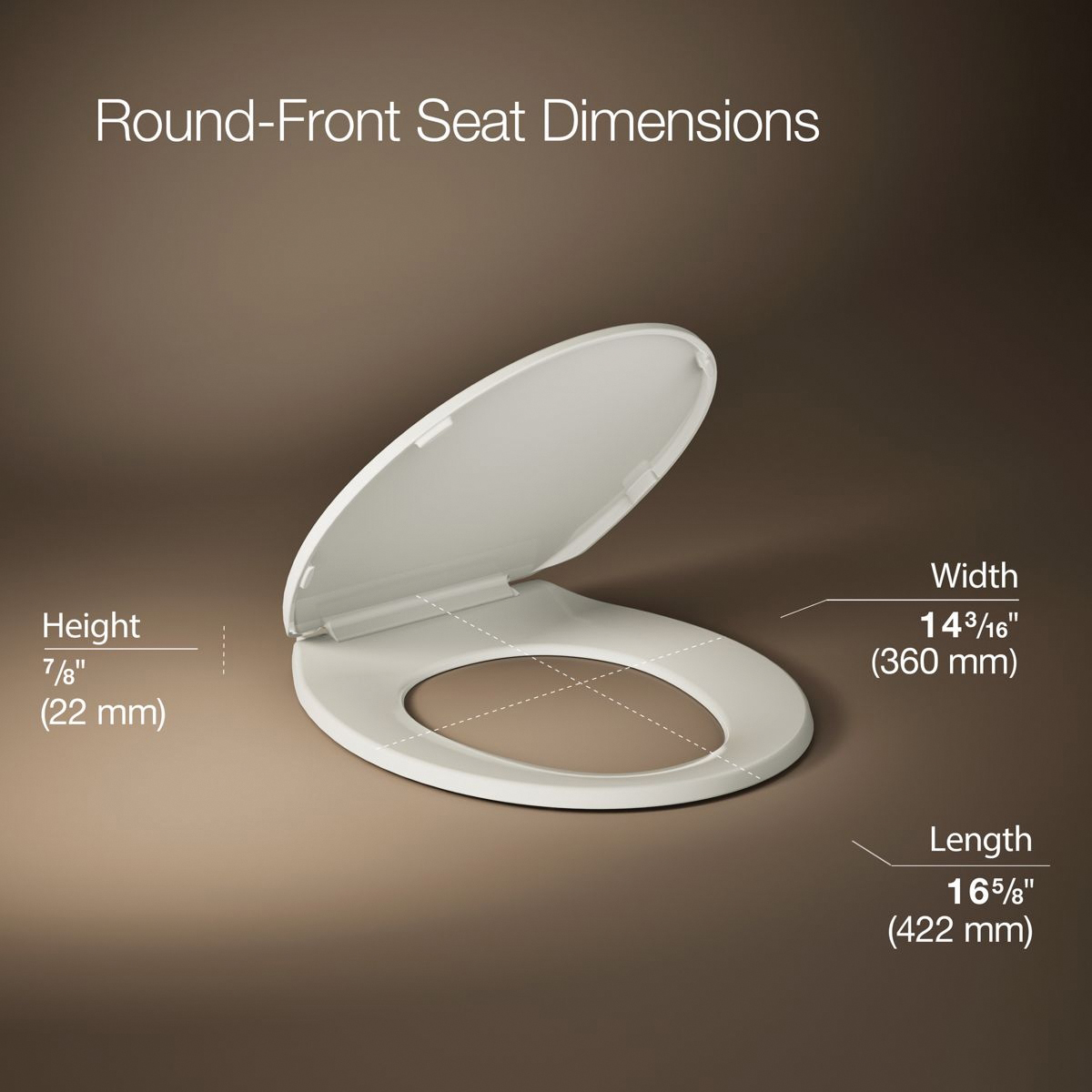 Kohler® Brevia™ K-4775-47 Toilet Seat, Round, Plastic, Almond, 16-5/8 in L x 14-3/16 in W x 7/8 in H thumbnail 4