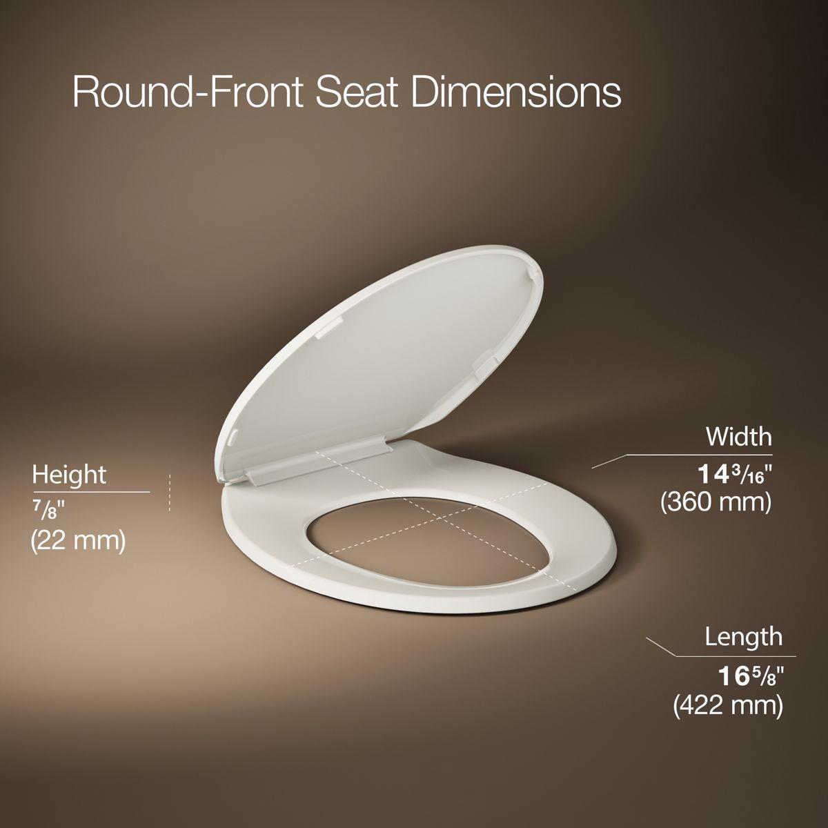 Kohler® Brevia™ K-4775-96 Toilet Seat, Round, Plastic, Biscuit, 16-5/8 in L x 14-3/16 in W x 7/8 in H thumbnail 3