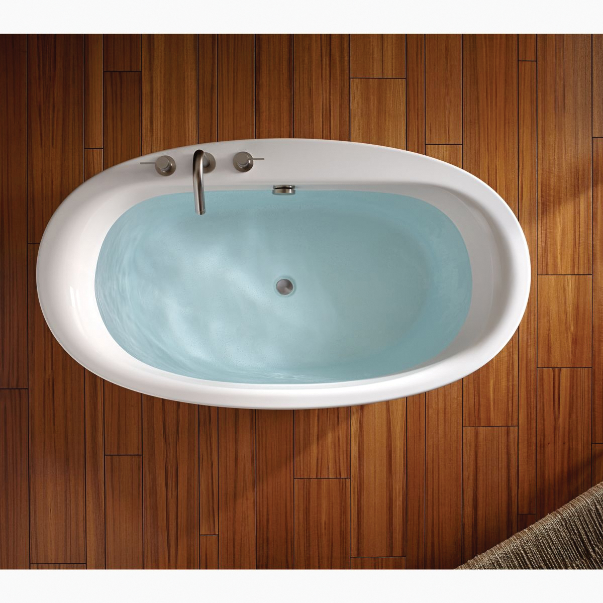 Kohler® Sunstruck® K-6368-0 Bathtub, Soaking Bath Therapy, Oval, 65-1/2 in L, 35-1/2 in W, Center Drain Location