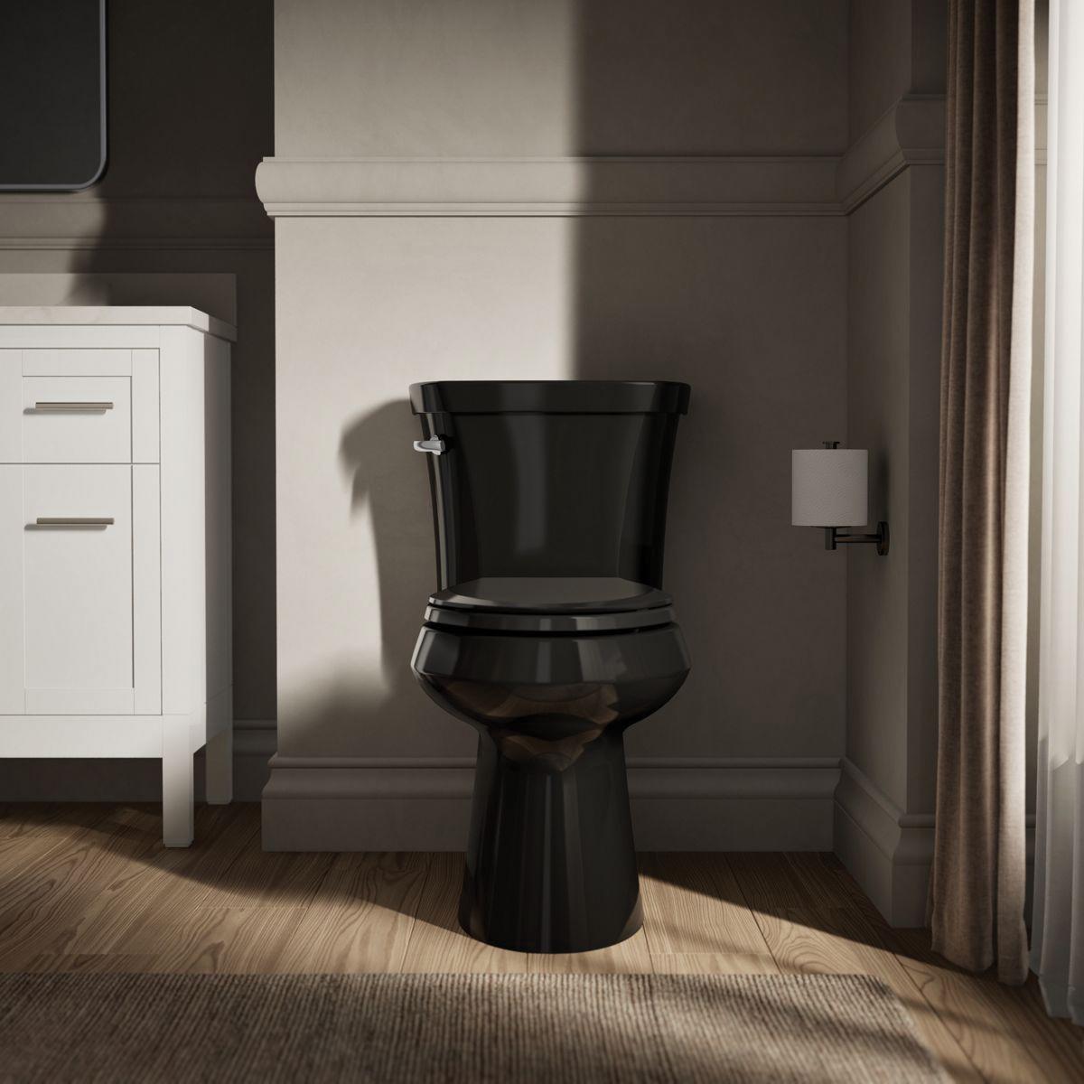 Kohler® Highline® K-80020-7 Toilet Bowl With Concealed Trapway, Elongated, 1.28 gpf Flush Rate, 12 in Rough-In, Black