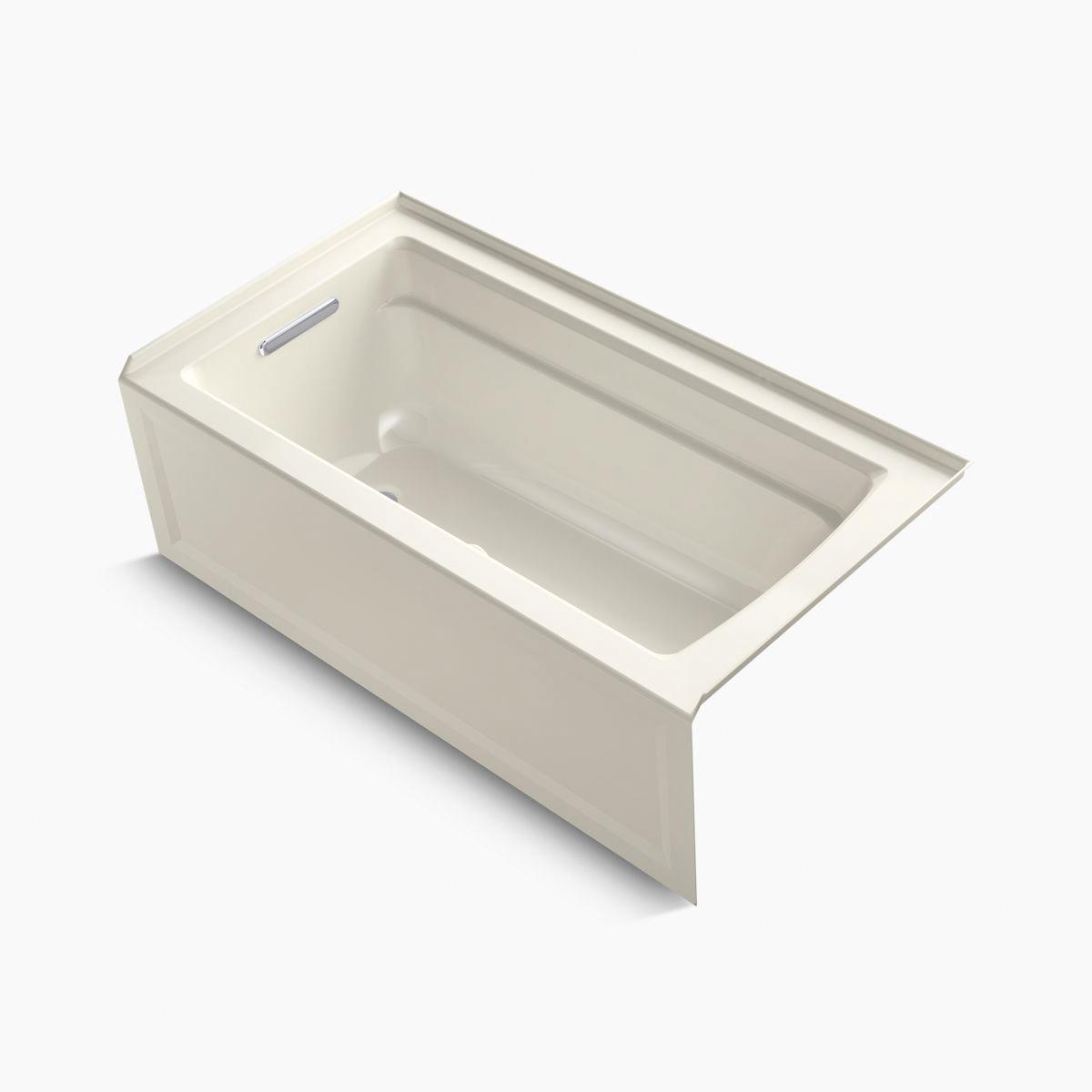 Kohler® Archer® K-1123-LA-96 Bathtub, Soaking Bath Therapy, Rectangular, 60 in L, 32 in W, Left Drain Location