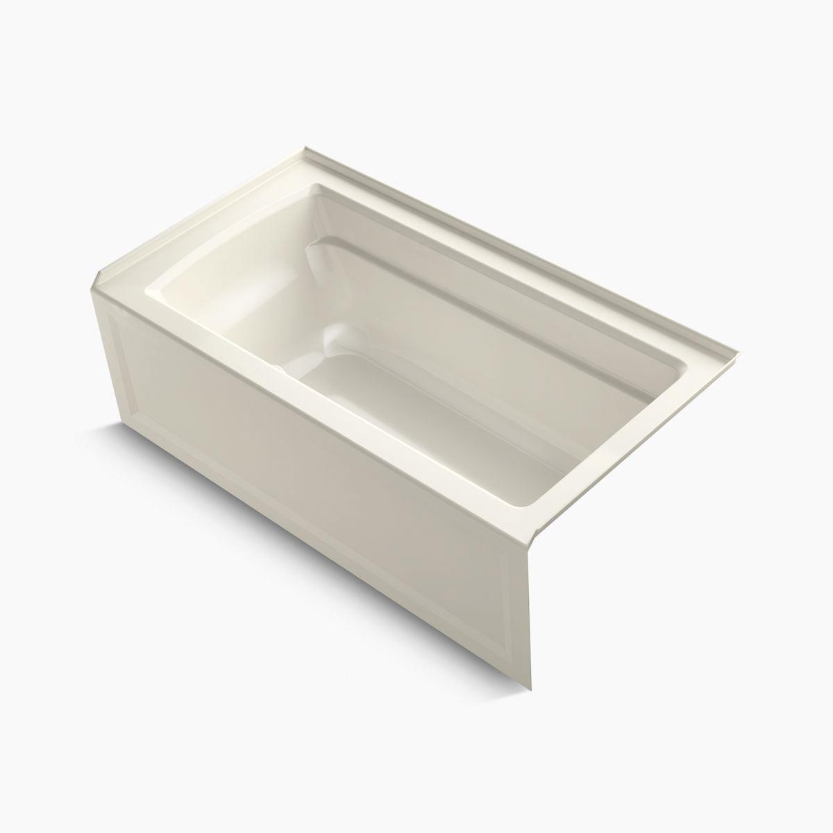 Kohler® Archer® K-1123-RA-96 Bathtub, Soaking Bath Therapy, Rectangular, 60 in L, 32 in W, Right Drain Location thumbnail 2