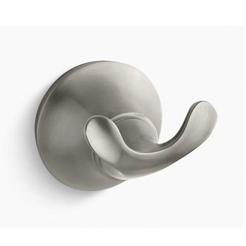Kohler® Forte® K-11375 Sculpted, Double Brass Robe Hook, 2-1/2 inch x 2-11/16 inch x 2-27/64 inch, Vibrant Brushed Nickel