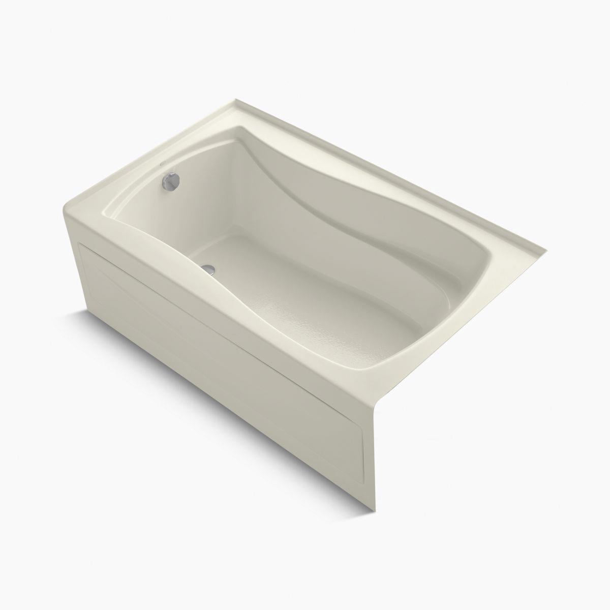Kohler K-1242-LA Mariposa® Left Drain Placement Acrylic Soaking Tub, 60 inch x 36 inch x 20 inch, Biscuit