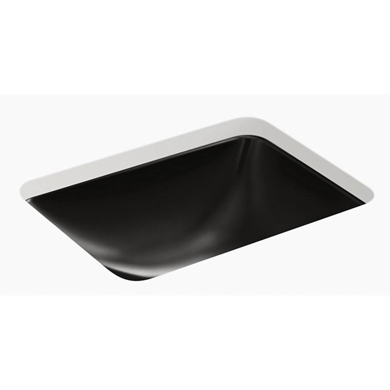 Kohler® Caxton® K-20000-7 Bathroom Sink, Rectangular, Vitreous China, Black