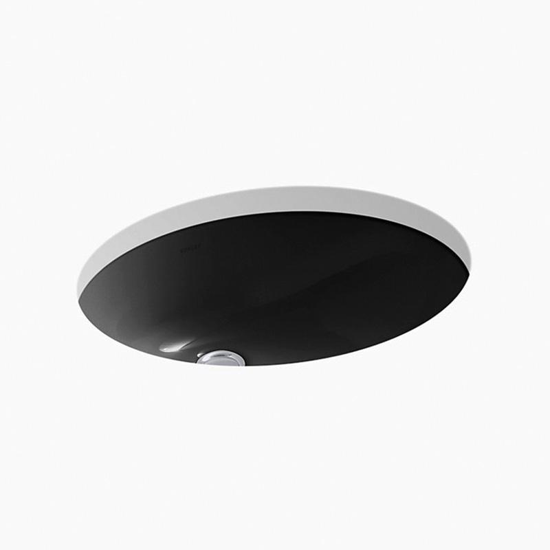 Kohler® Caxton® K-2210-7 Bathroom Sink, Oval, Vitreous China, Black thumbnail 2