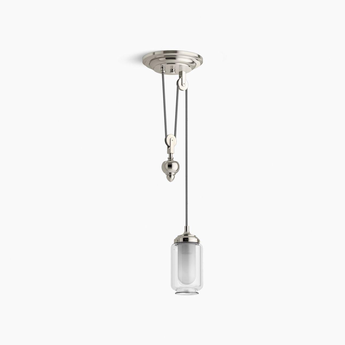 Kohler® Artifacts® K-22654-PE01-SNL Pendant Light, 40 W Fixture, 120 V, Fluorescent Bulb, 1-Bulb, 450 Lumens, 3000 K