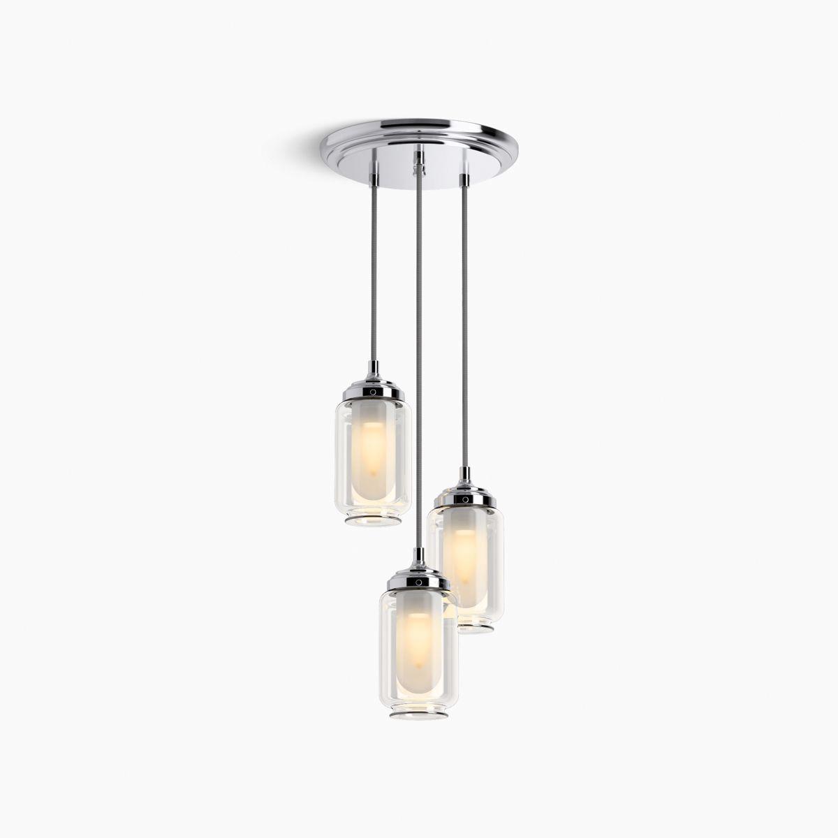 Kohler® Artifacts® K-22655-PE03-CPL Pendant Light, 120 W Fixture, 120 V, Incandescent Bulb, 3-Bulb, 800 Lumens