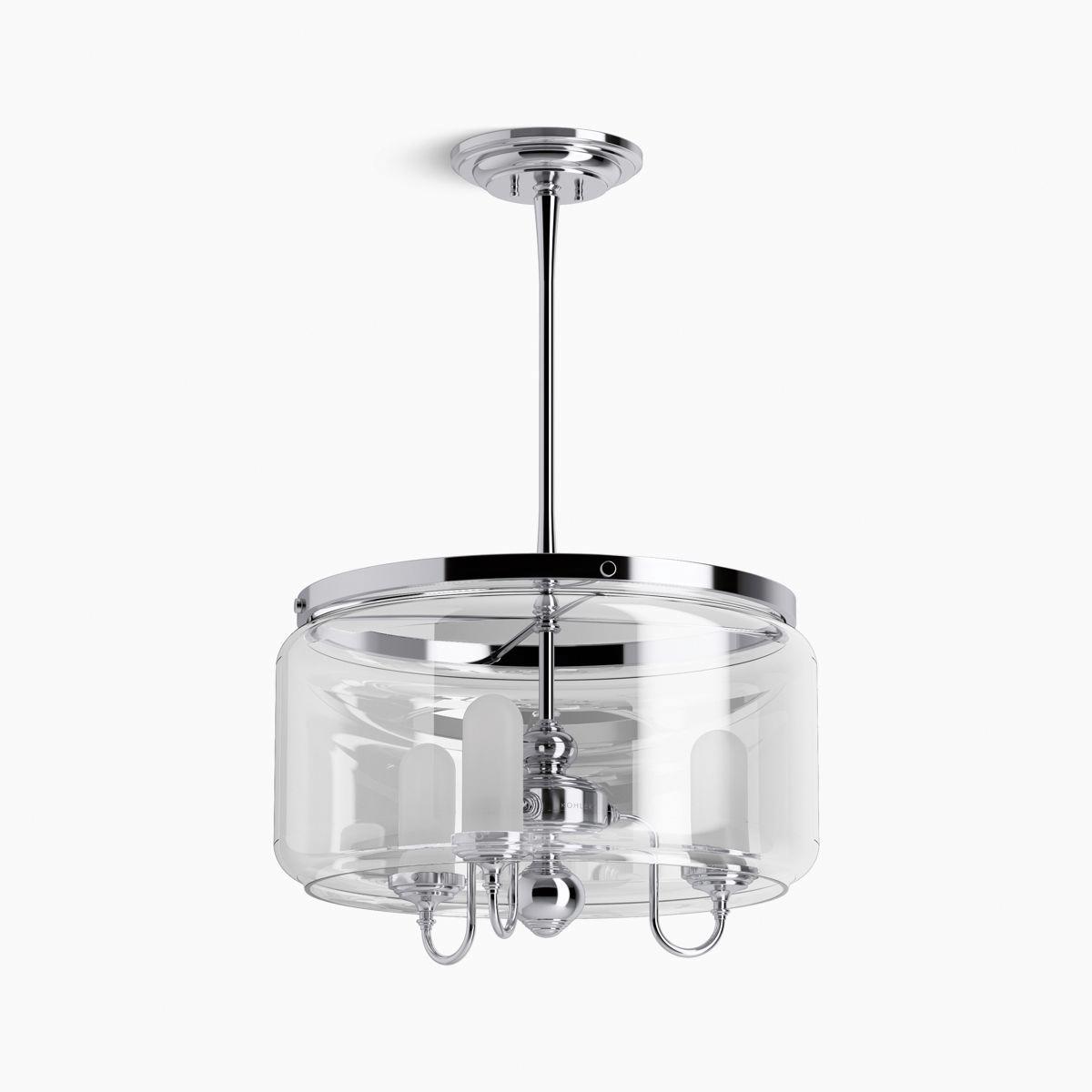 Kohler® Artifacts® K-22656-CH03-CPL Chandelier, 120 W Fixture, 120 V, 3-Bulb, 1200 Lumens, 3000 K, Frosted Lens thumbnail 3