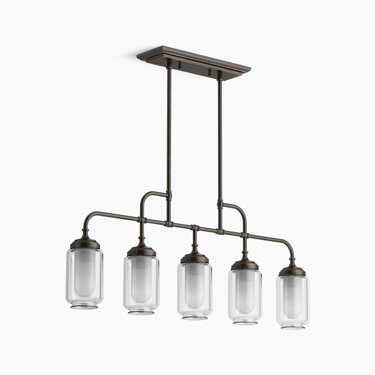 Kohler® Artifacts® K-22660-CH05-BZL Linear Chandelier, 200 W Fixture, 120 V, 5-Bulb, 2000 Lumens, 3000 K