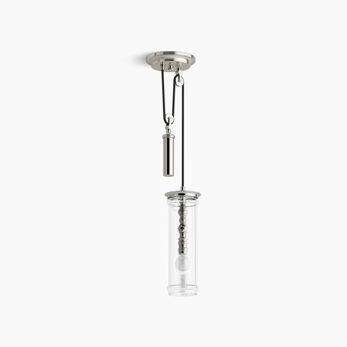 Kohler® Damask® K-23340-PE01-SNL Pendant Light, 60 W Fixture, 120 V, Fluorescent Bulb, 1-Bulb, 450 Lumens, 3000 K