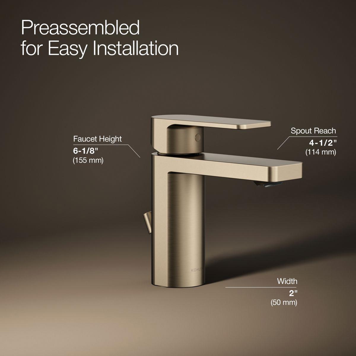 Kohler® Parallel® K-23472-4-BV Bathroom Sink Faucet, 1-Handle, Deck, Single-Handle, Pop-Up, Vibrant® Brushed Bronze thumbnail 3