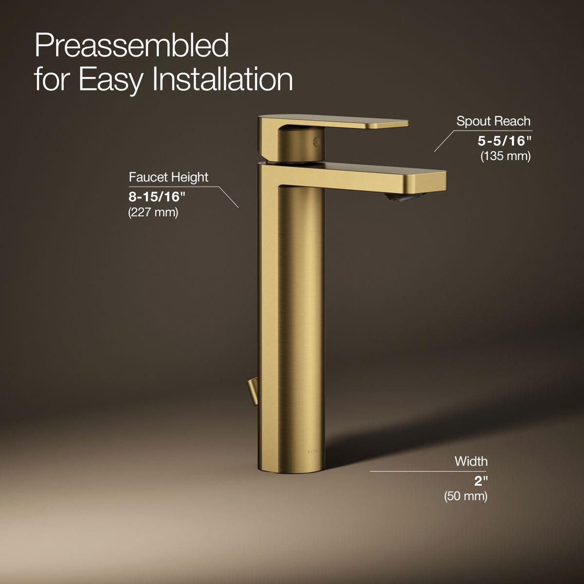 Kohler® Parallel® K-23475-4-2MB Bathroom Sink Faucet, 1-Handle, Deck, Single-Handle, Vibrant® Brushed Moderne Brass
