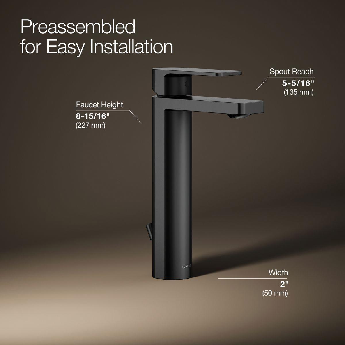 Kohler® Parallel® K-23475-4-BL Bathroom Sink Faucet, 1-Handle, Deck, Single-Handle, Matte Black thumbnail 4