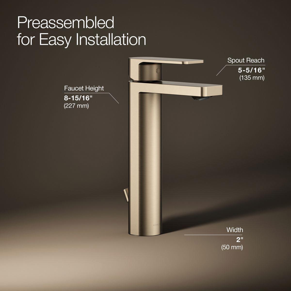 Kohler® Parallel® K-23475-4-BV Bathroom Sink Faucet, 1-Handle, Deck, Single-Handle, Vibrant® Brushed Bronze thumbnail 4