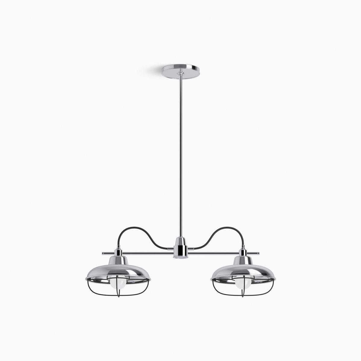 Kohler® Modern Farm K-23660-CH02-CPL Linear Chandelier, 120 W Fixture, 120 V, 2-Bulb, Frosted Lens, Steel Fixture