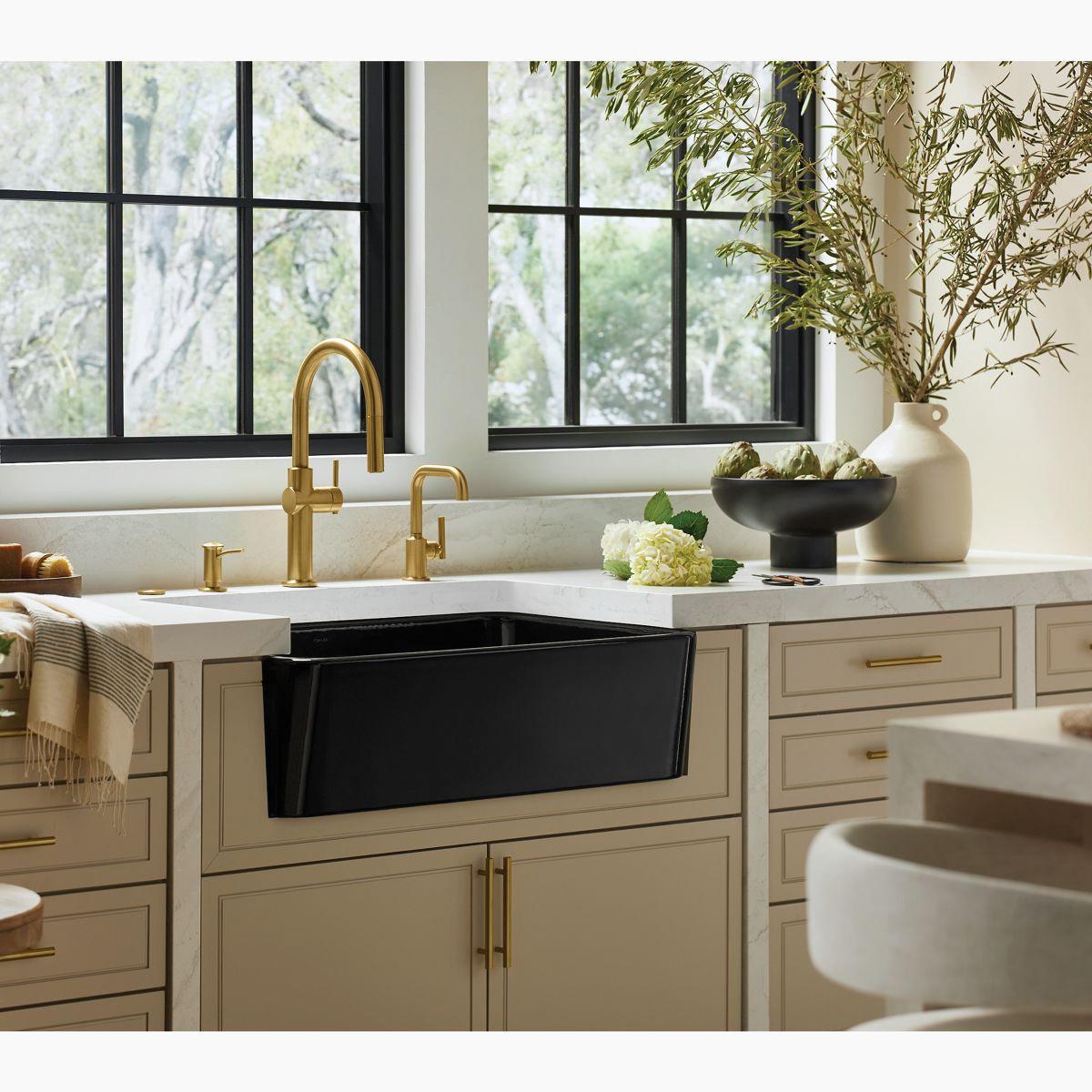 Kohler® Ironridge™ K-24268-NY Farmhouse Kitchen Sink, Iron, Dune, Domestic