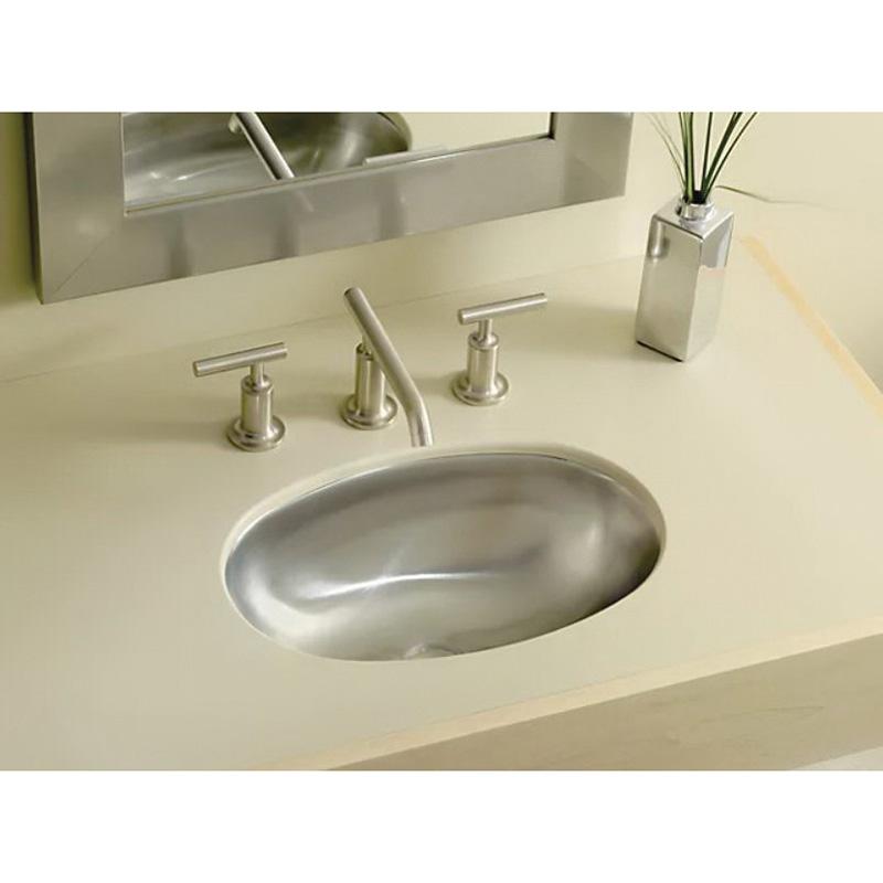 Kohler® Bolero® K-2611-SU-NA Bathroom Sink, Oval, Stainless Steel, Satin