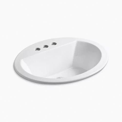 Kohler® Bryant® K-2699-4-0 Bathroom Sink, Oval, 3-Hole, Vitreous China, White