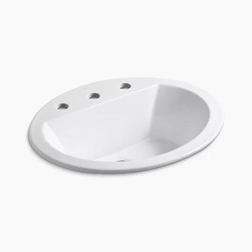 Kohler® Bryant® K-2699-8-0 Bathroom Sink, Oval, 3-Hole, Vitreous China, White