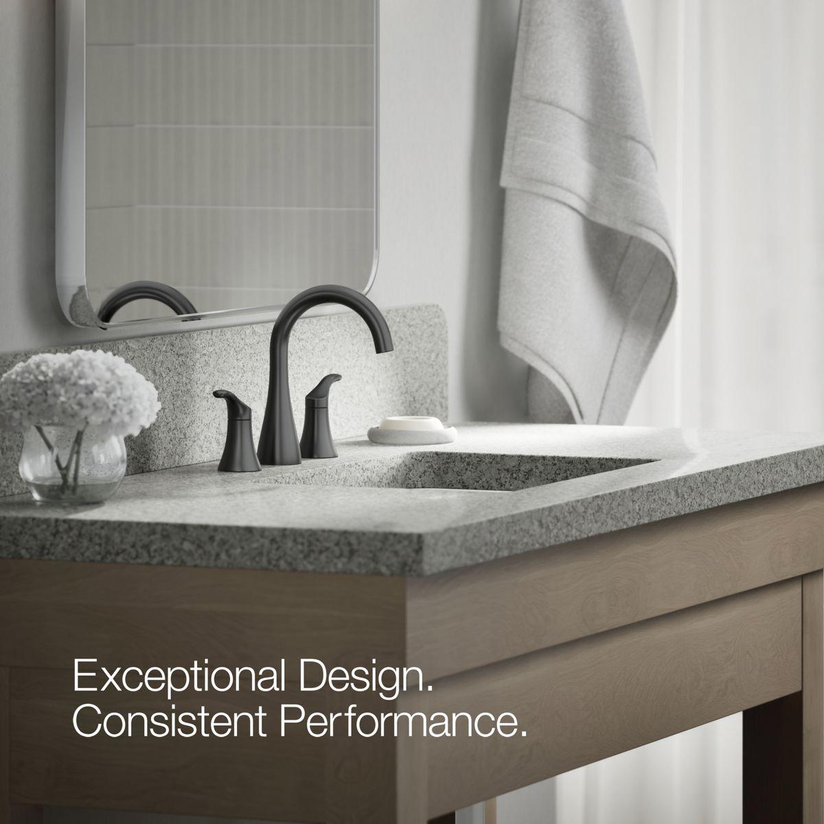 Kohler® Simplice® K-27390-4K-BL Bathroom Sink Faucet, 2-Handle, Deck, Widespread, Clicker, Matte Black thumbnail 3