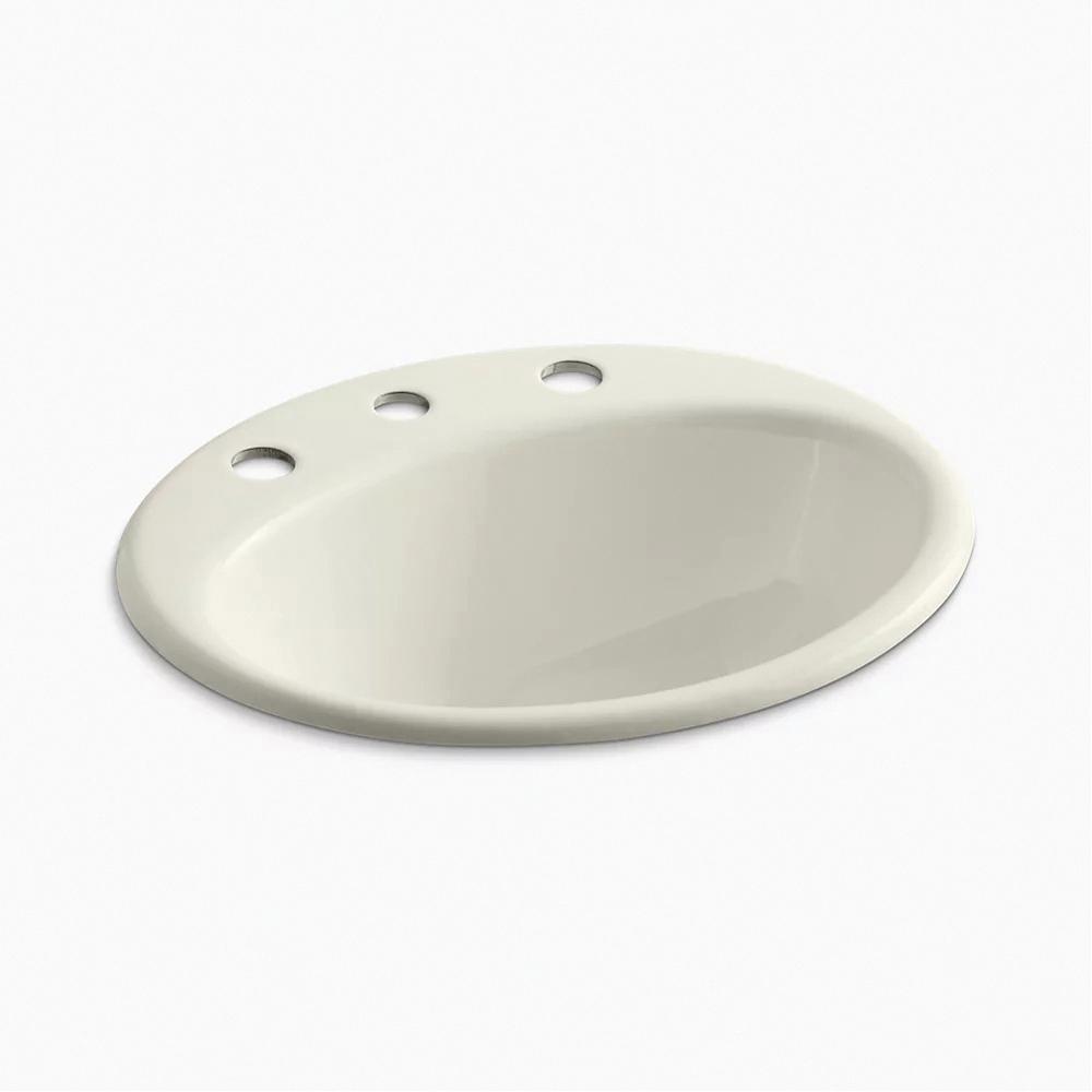Kohler Farmington® K-2905-8 1-Basin Cast Iron Self-Rimming Countertop Lavatory, 19-1/4 inch x 16-1/4 inch, Biscuit