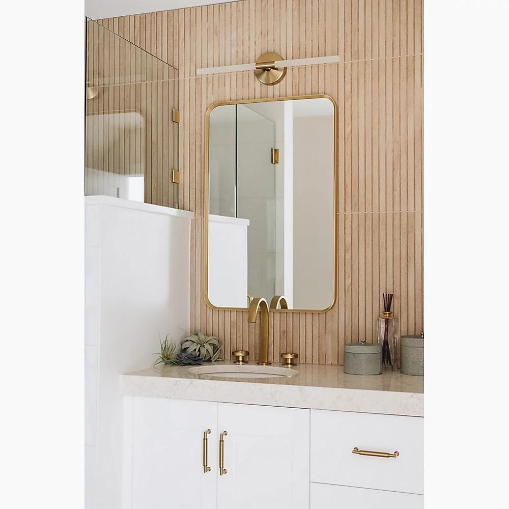 Kohler® Essential K-31365-BGL Framed Mirror, 45 in H, 30 in W, Rectangular, Metal Frame, Moderne Brushed Gold Frame thumbnail 3