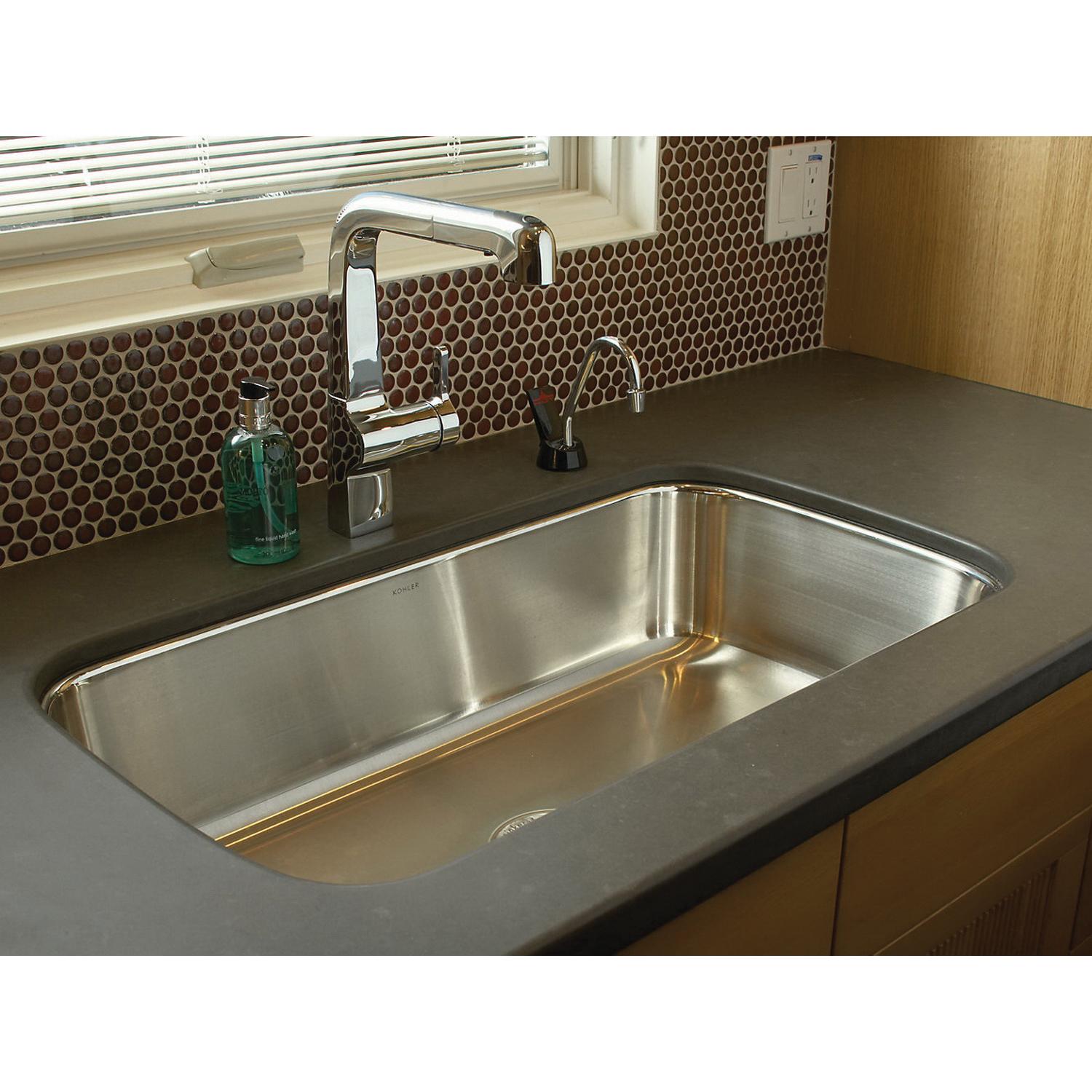 Kohler® Undertone® K-3183-NA Kitchen Sink, Rectangular, Stainless Steel thumbnail 2