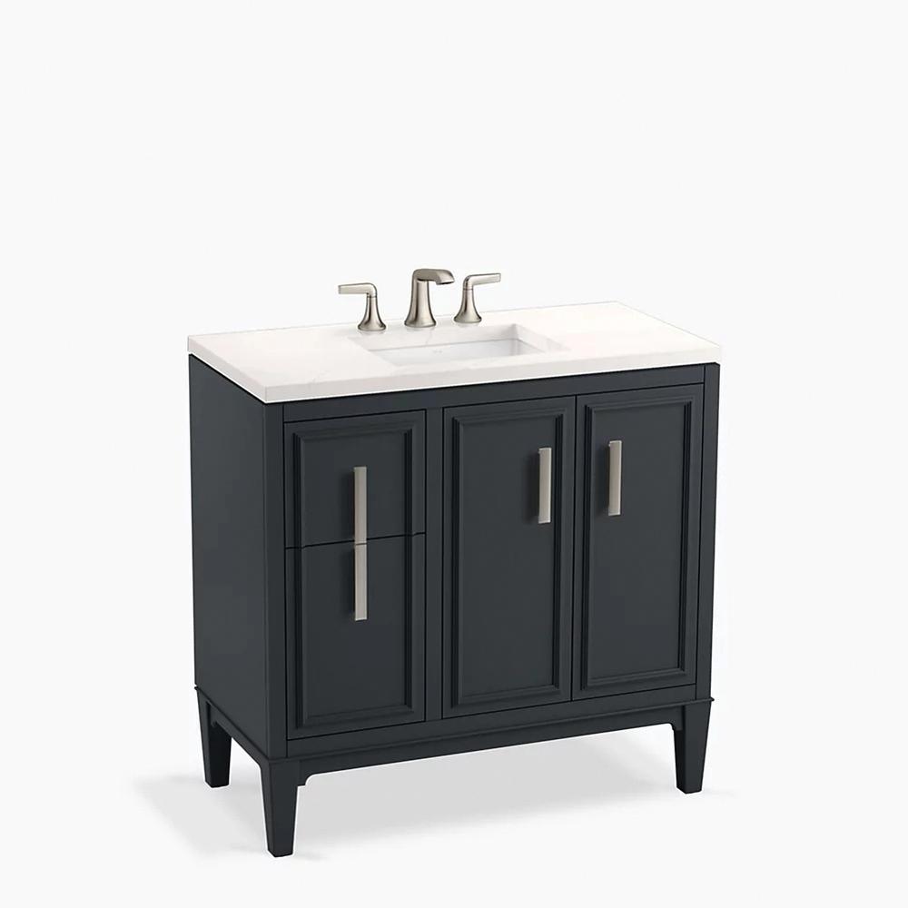 Kohler® Southerk® K-33545-ASB-1WX Bathroom Vanity Cabinet With Sink and Quartz Top, 1-Sink, Undermount Sink, 2-Door thumbnail 2