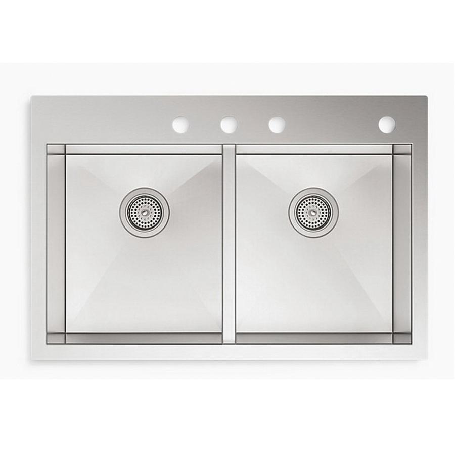 Kohler® Vault™ K-3820-4-NA Kitchen Sink, Rectangular, 4 -Hole, Stainless Steel