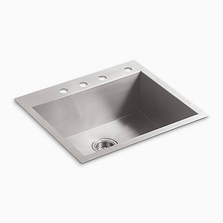 Kohler® Vault™ K-3822-4-NA Kitchen Sink, Rectangular, 4 -Hole, Stainless Steel, Domestic thumbnail 4
