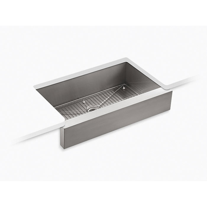 Reviews for KOHLER Vault Farmhouse Undermount Apron Front Stainless Steel  36 in. Single Bowl Kitchen Sink Kit with Basin Rack