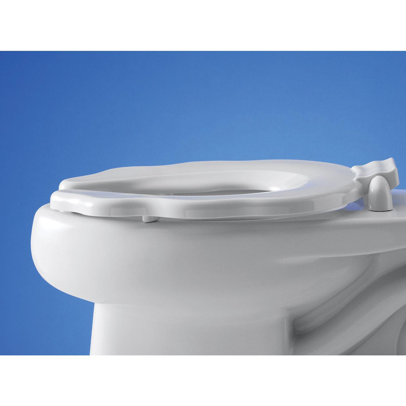 Kohler® Primary™ K-4686-A-0 Toilet Seat, Round, Plastic, White, 1-1/8 in H x 14-7/16 in W x 17-3/4 in D, Commercial