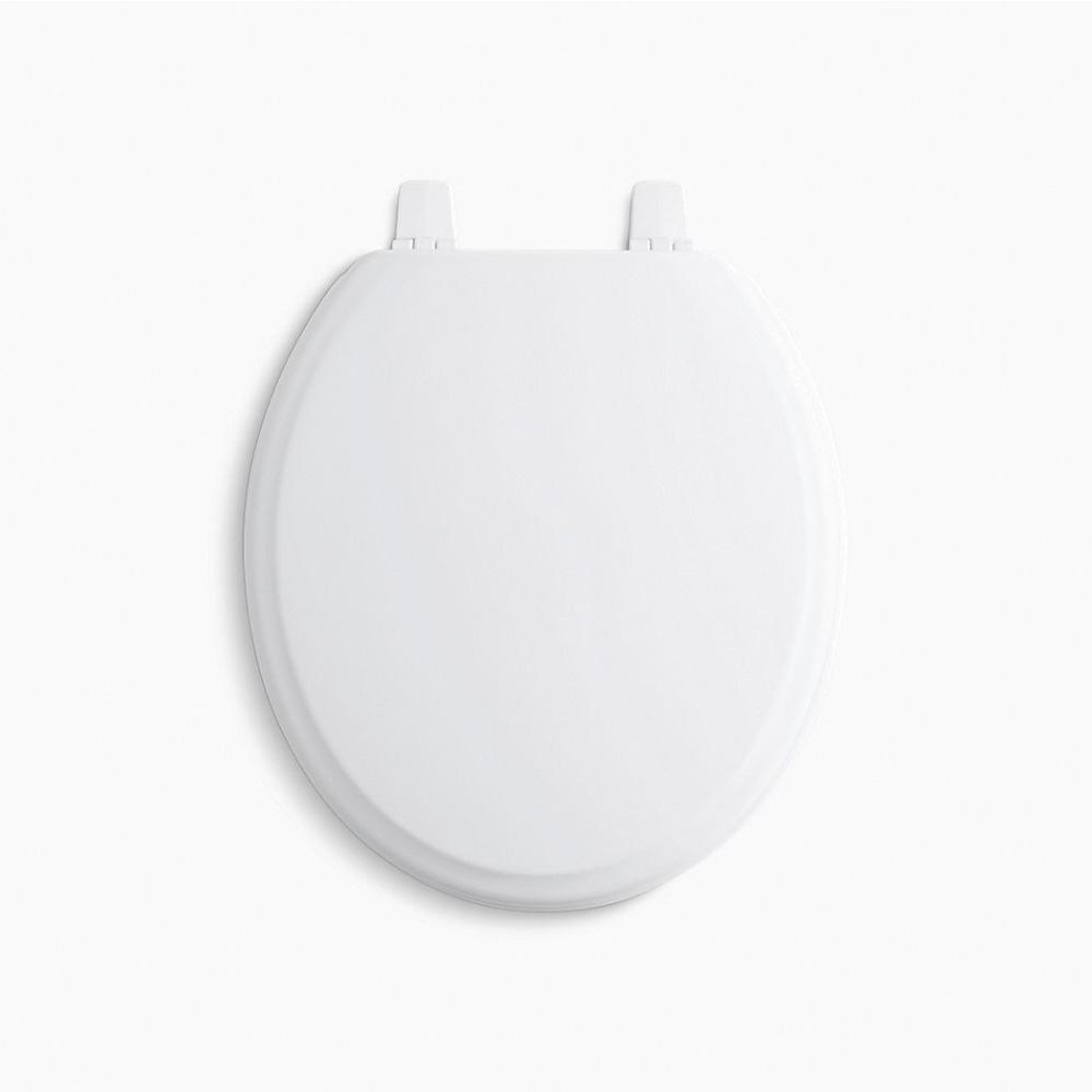 Kohler® Ridgewood® K-4695-0 Toilet Seat, Round, Wood, White, 1-1/16 in H x 14-3/16 in W x 16-5/8 in D