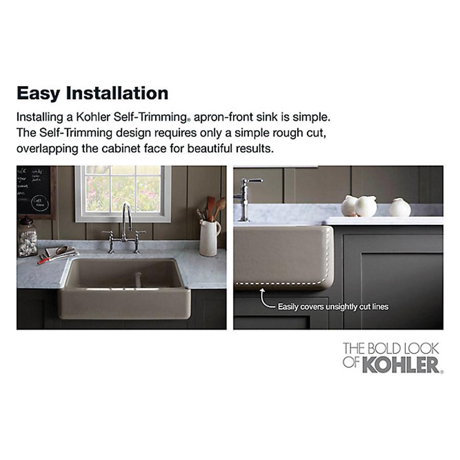 Kohler® Whitehaven® K-5664-FF Kitchen Sink, Rectangular, Cast Iron, Sea Salt, Enamel, Domestic